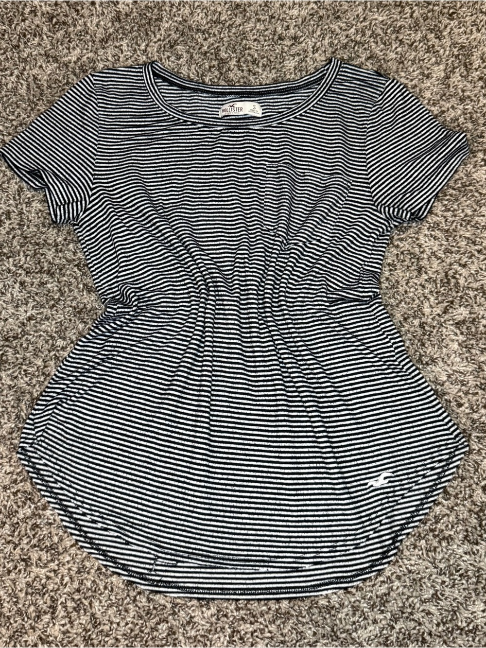 Y2K Hollister Black & White Striped Scoop Neck Short Sleeve Tee